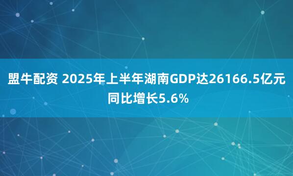 盟牛配资 2025年上半年湖南GDP达26166.5亿元 同比增长5.6%