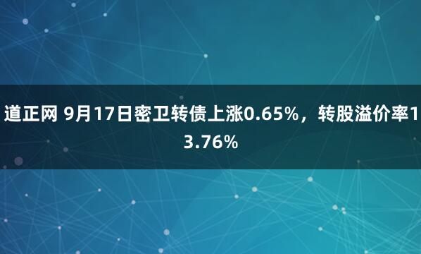 道正网 9月17日密卫转债上涨0.65%,转股溢价率13.76%